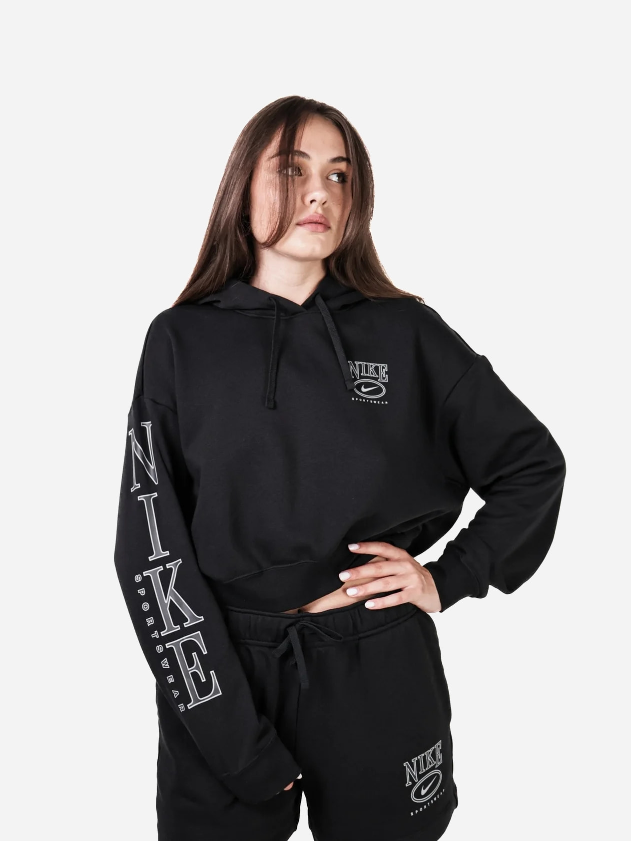 Кофта унісекс Nike Sportswear Club Fleece Oversized Graphic Crop Black (HJ0925-010) — фото 7