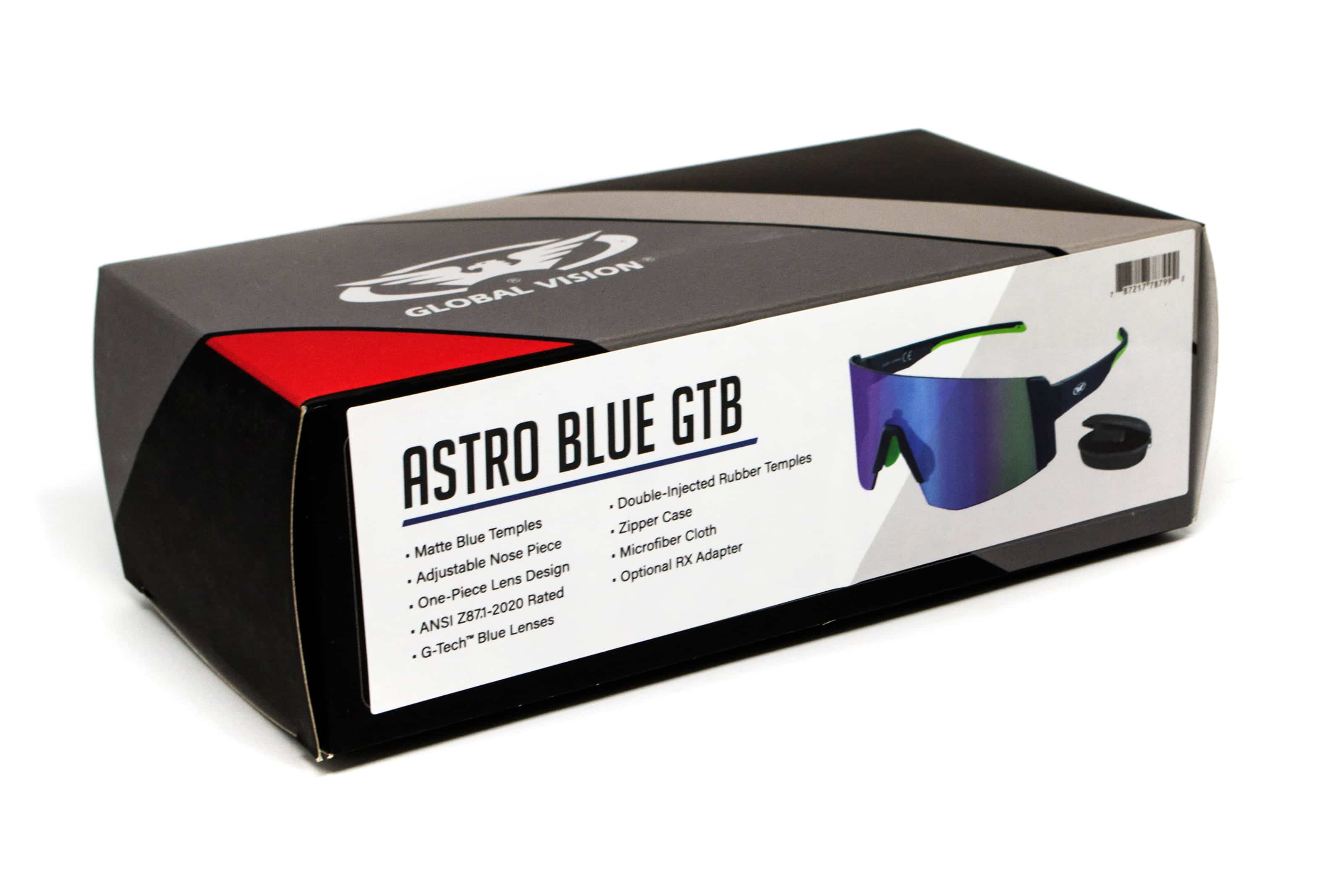 Очки защитные открытые Global Vision Astro Blue (G-Tech™ blue), зеркальные синие в синій оправі (с возможностью установки диоптрической вставки) — фото 3