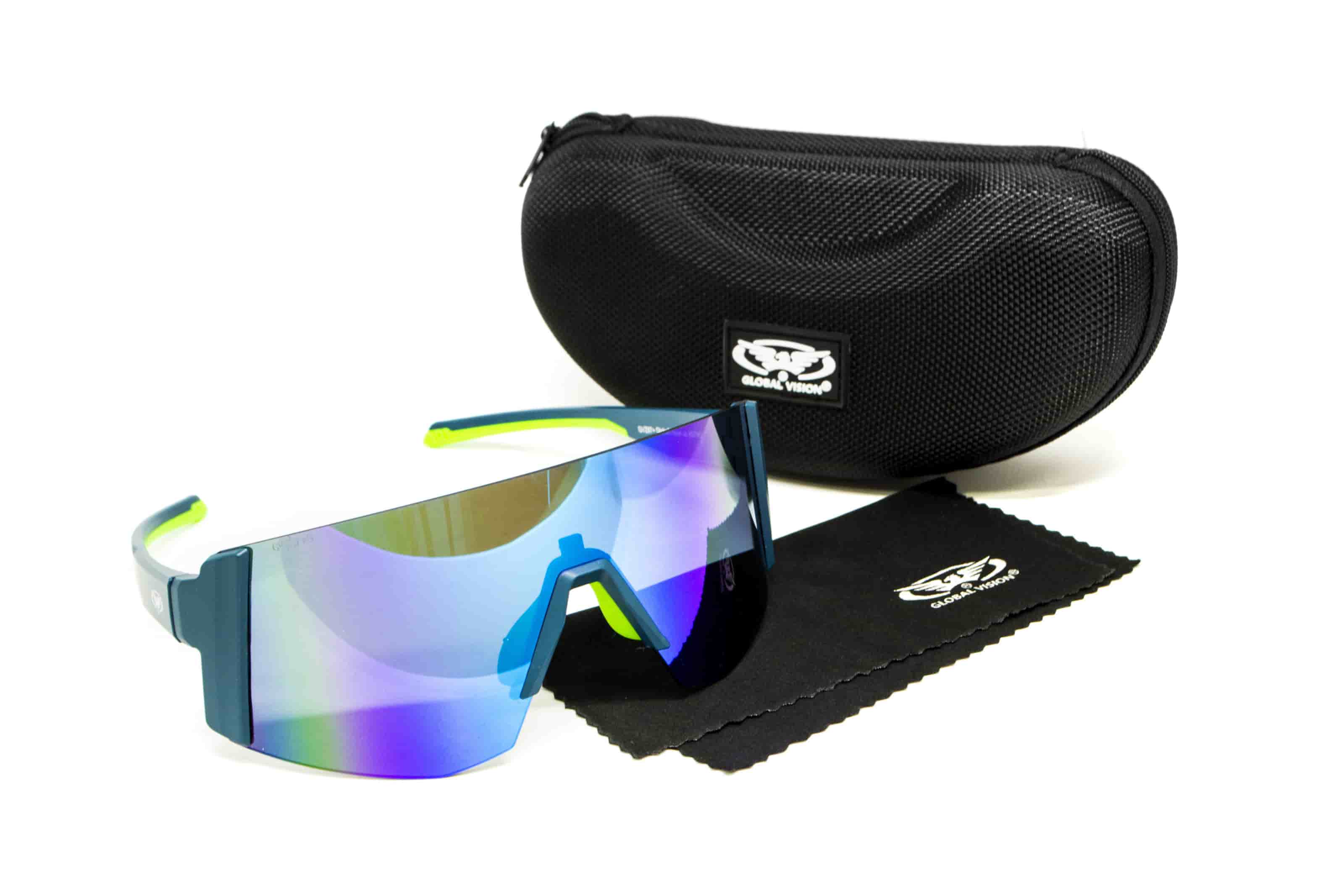 Очки защитные открытые Global Vision Astro Blue (G-Tech™ blue), зеркальные синие в синій оправі (с возможностью установки диоптрической вставки) — фото 4