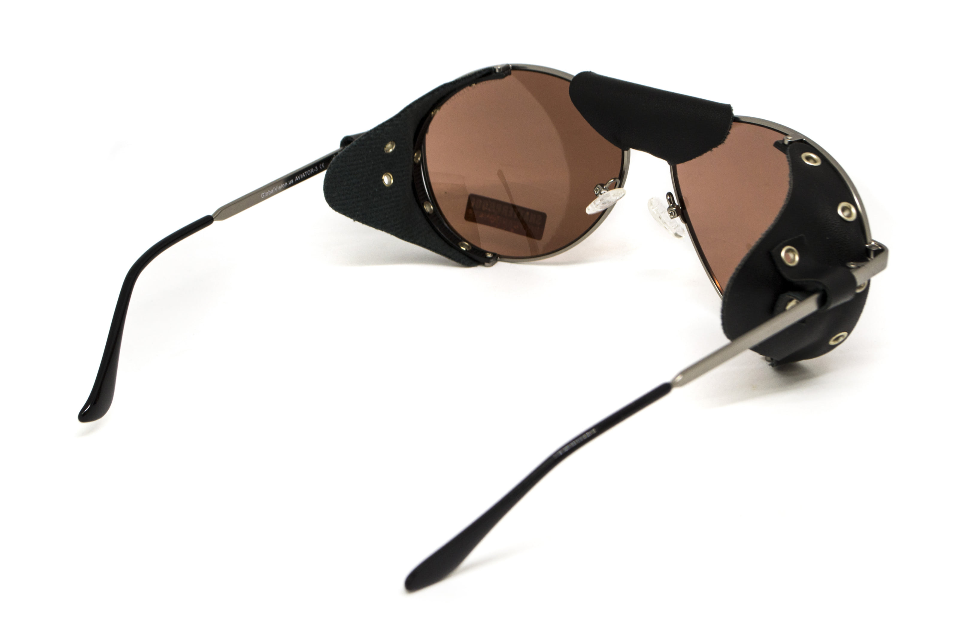 Очки защитные Global Vision Aviator-3 (drive mirror), коричневые со съёмным уплотнителем из синтетитечской "кожи" — фото 6