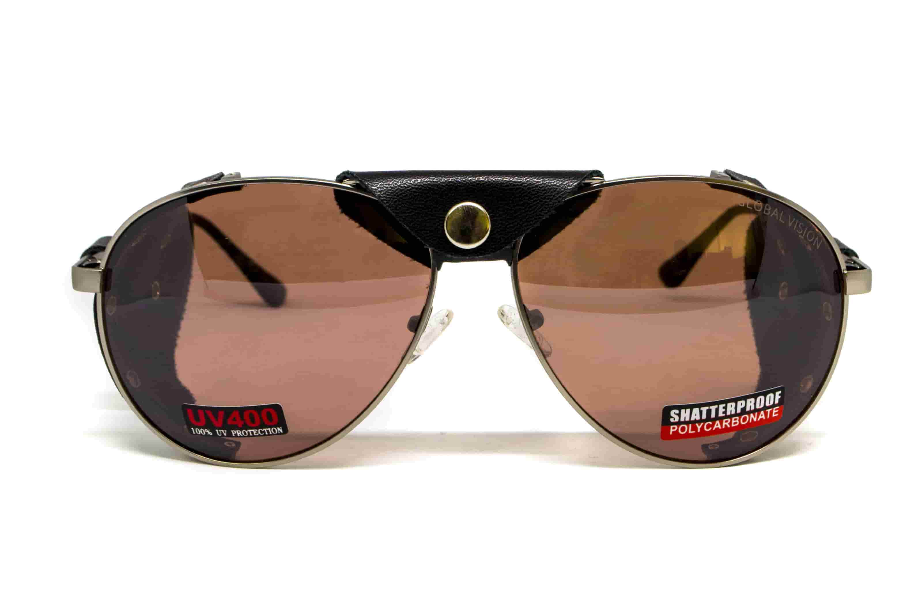 Очки защитные Global Vision Aviator-3 (drive mirror), коричневые со съёмным уплотнителем из синтетитечской "кожи" — фото 7