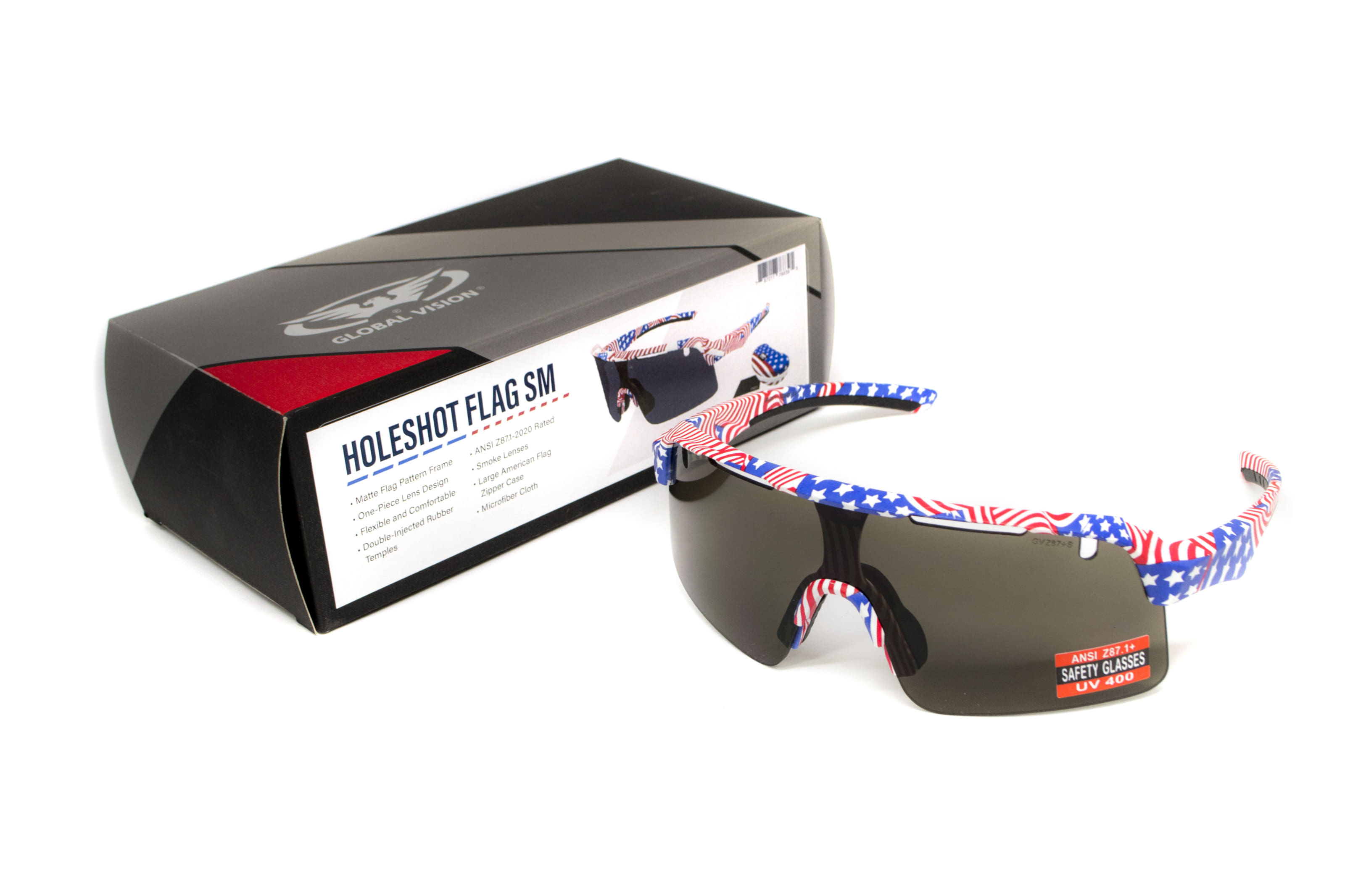 Очки защитные открытые Global Vision Holeshot USA Flag (gray), сірі в оправі прапор США — фото 12