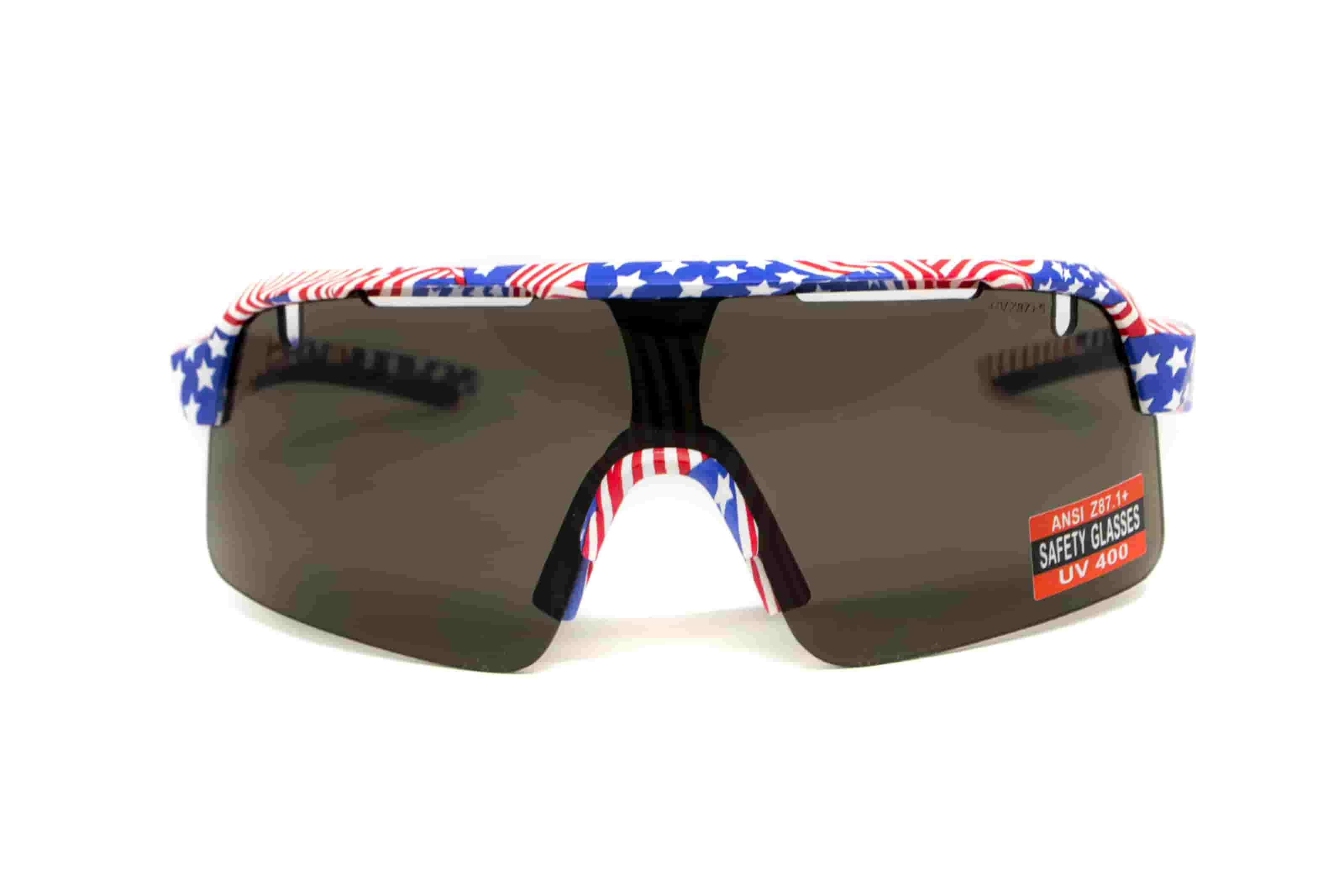 Очки защитные открытые Global Vision Holeshot USA Flag (gray), сірі в оправі прапор США — фото 8