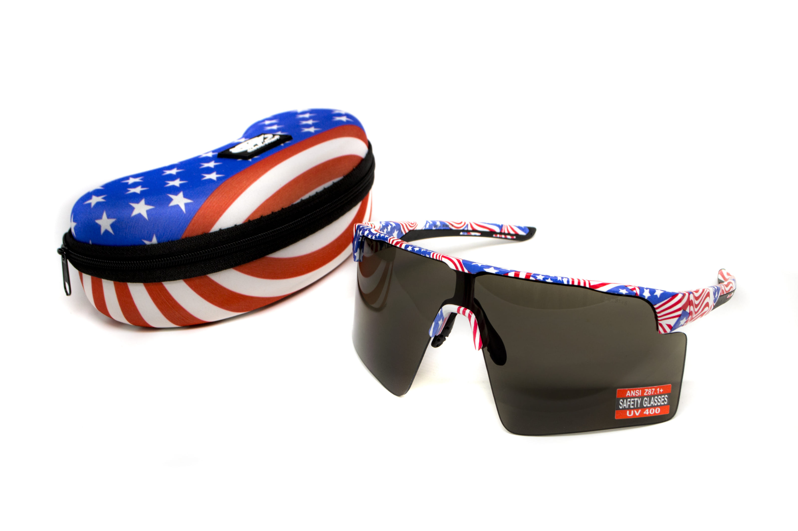 Очки защитные открытые Global Vision Onyx USA Flag (gray), сірі в оправі прапор США — фото 4