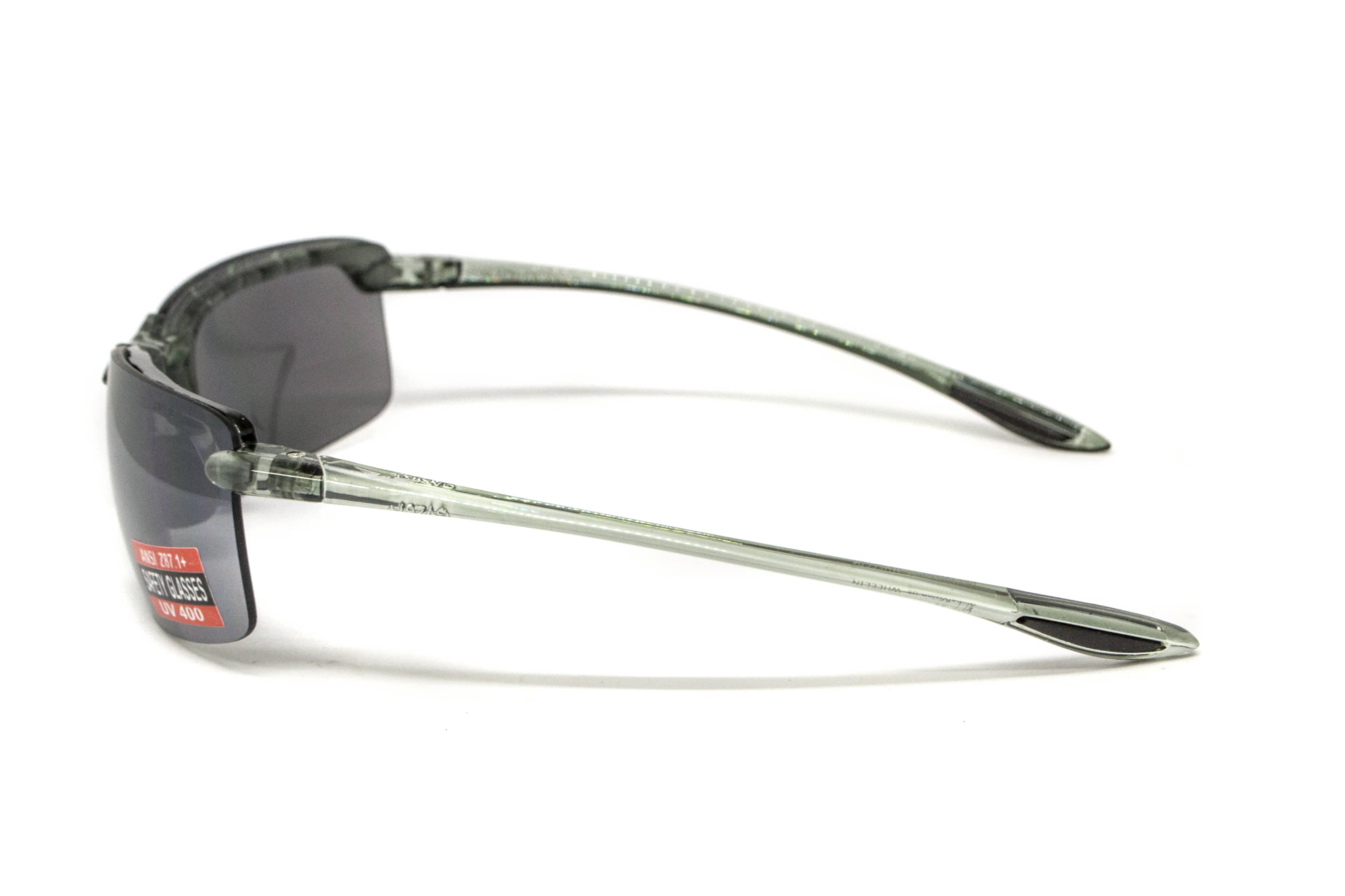 Очки защитные Global Vision Wheelin Crystal Gray (flash mirror) серые зеркальные линзы в полупрозрачной серой оправе — фото 7
