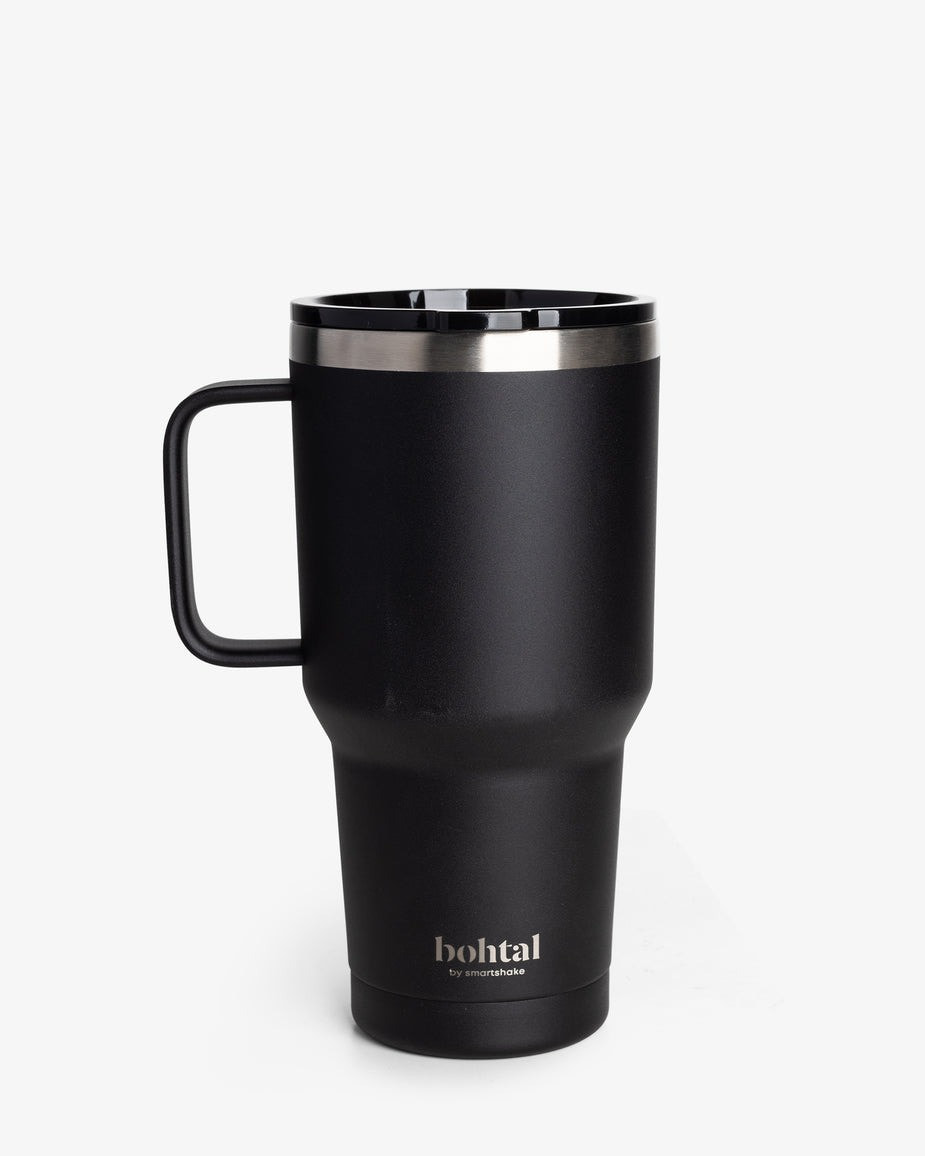 Термостакан (ізольована чашка) Bohtal з ручкою з нержавіючої сталі Tumbler Black 900 ml — фото 2
