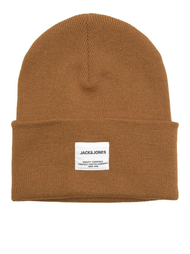 Шапка JACLONG KNIT BEANIE NOOS 12150627-Rubber Jack & Jones ONE SIZE Коричневий — фото 3