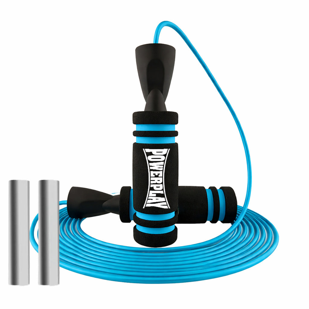 Скакалка швидкісна PowerPlay 4212 X ROPE з обтяжувачами Чорно/Синя (120г*2) 3м. — фото 3