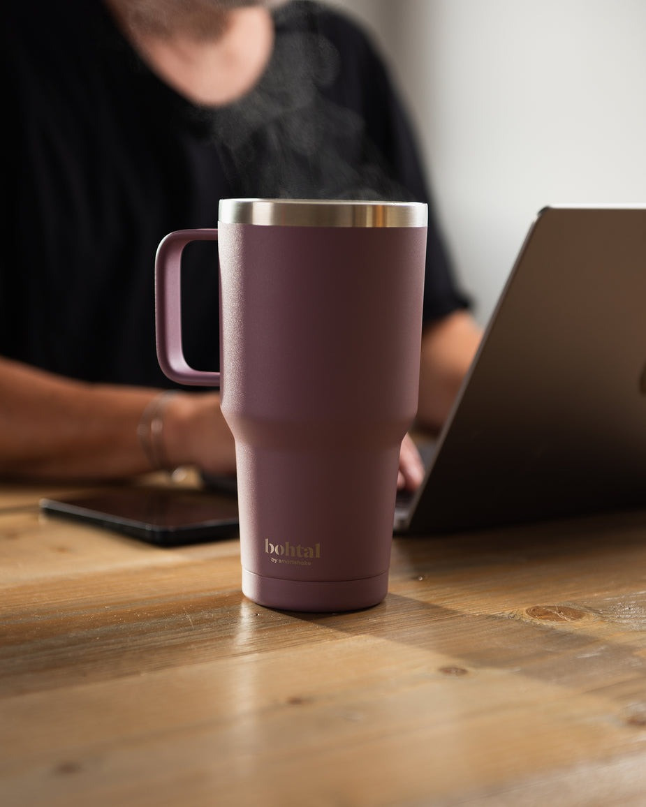 Термостакан (ізольована чашка) Bohtal з ручкою з нержавіючої сталі Tumbler Plum 900 ml — фото 4