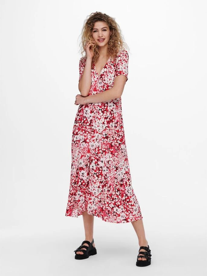 Сукня ONLENOLA S/S MIDI DRESS WVN 15230958 High Risk Red-CRUISE FLORAL ONLY S Червоний — фото 3