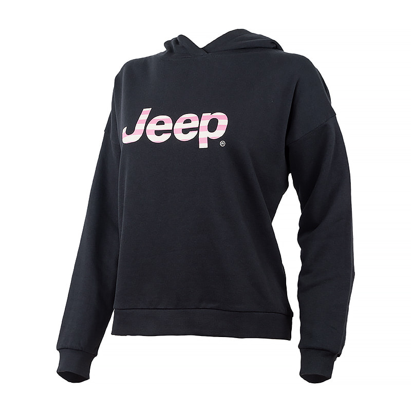 Кофта жіночі Jeep Hooded Cropped Sweatshirt Striped Print Black (O102609-B000) — фото 3