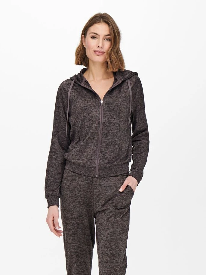 Толстовка ONPNASHA LS HOOD ZIP BRUSH SWEAT 15236667-Sparrow-Detail:w. Melange Only Play XS Темно-коричневий — фото 3