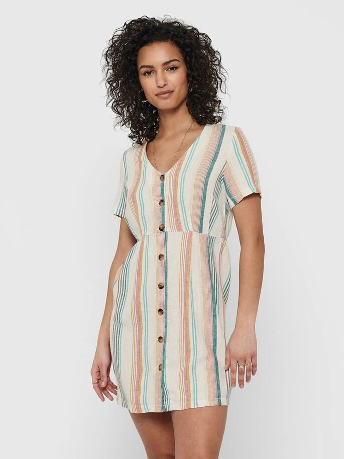 Сукня ONLVIVA-OHIO S/S BUTTON STRIPE DRESS PNT 15226232 Cloud Dancer ONLY L Білий — фото 3