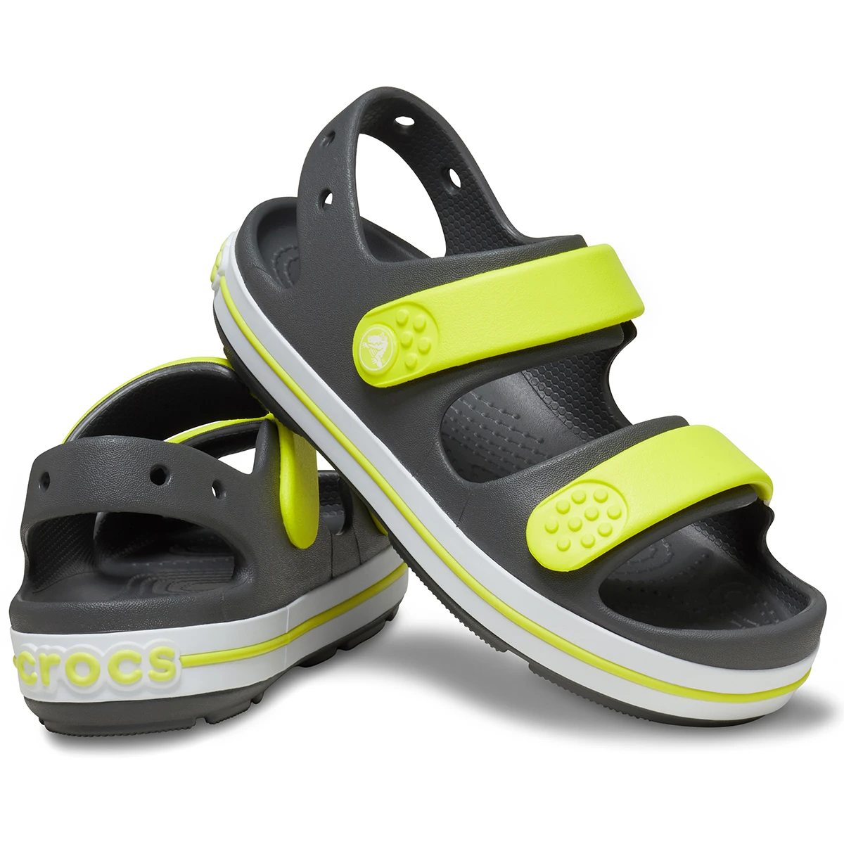 Сандалі дитячі Crocband Cruiser Sandal T Sdt 209424-1NJ-Slate Grey/Acidity CROCS C10 (27-28) Темно-сірий — фото 4