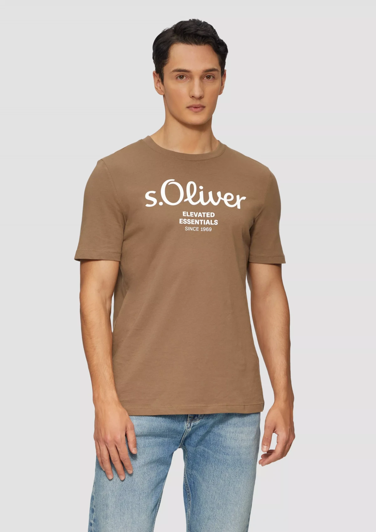 Футболка T-shirt à logo imprimé 2139909.84D1 s.Oliver L Коричневий — фото 2