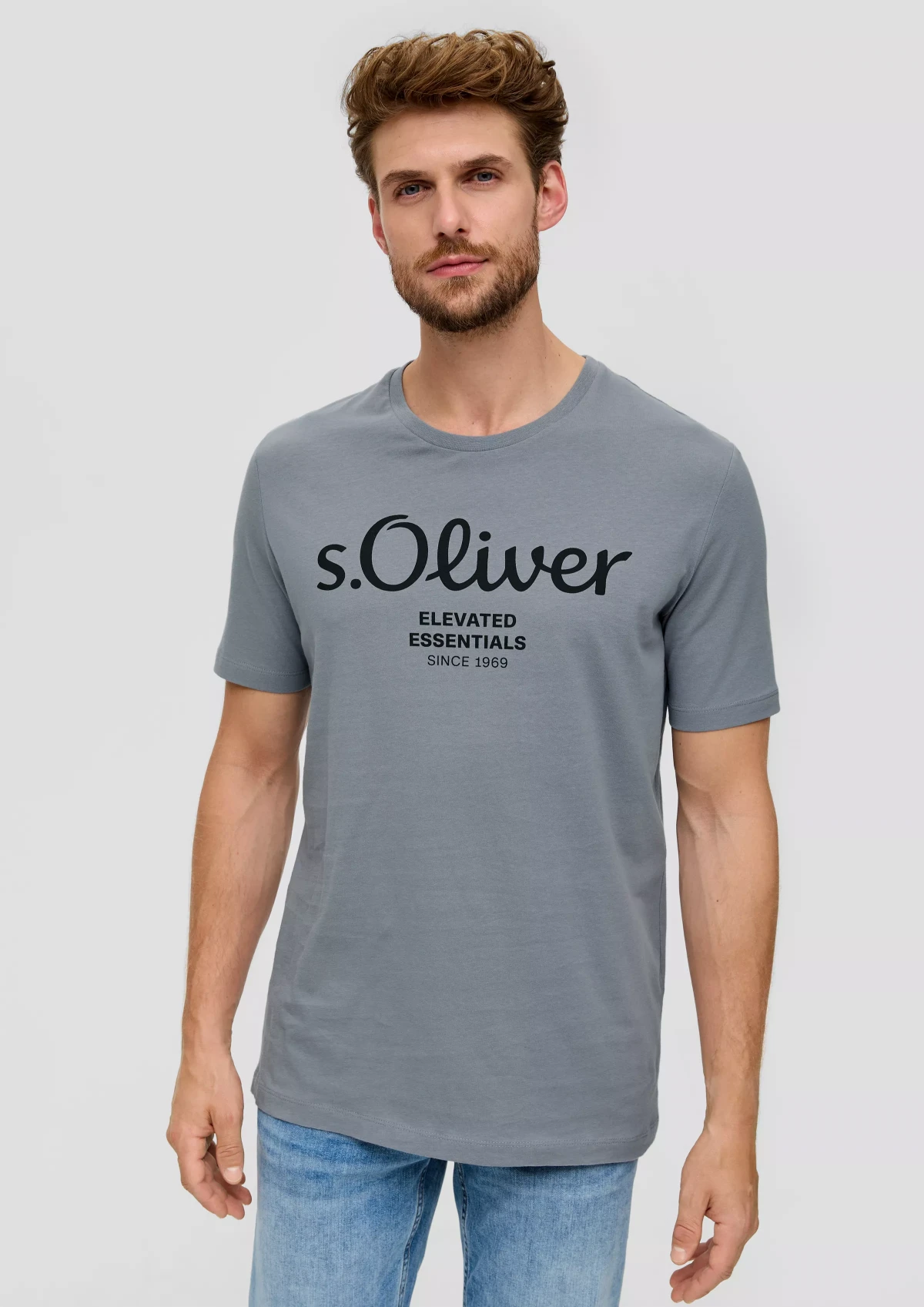 Футболка T-shirt à logo imprimé 2139909.95D1 s.Oliver L Сірий — фото 2