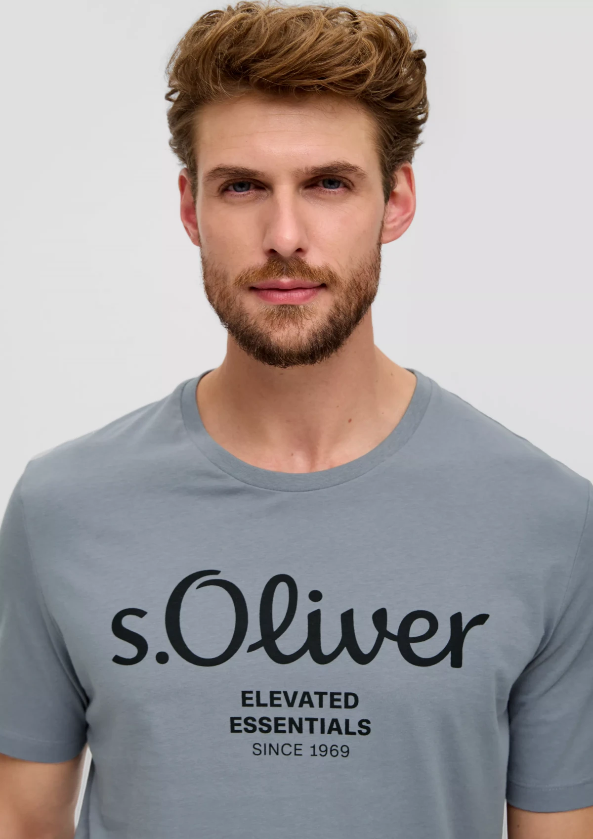Футболка T-shirt à logo imprimé 2139909.95D1 s.Oliver L Сірий — фото 4