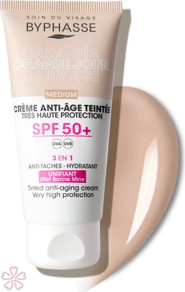 Крем Byphasse Anti-Aging Facial Cream SPF 50+ 50 мл Medium — фото 2