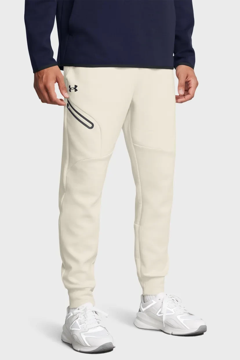 Спортивні штани UA Unstoppable Flc Jgr EU 1389353-110 Under Armour L Бежевий — фото 1