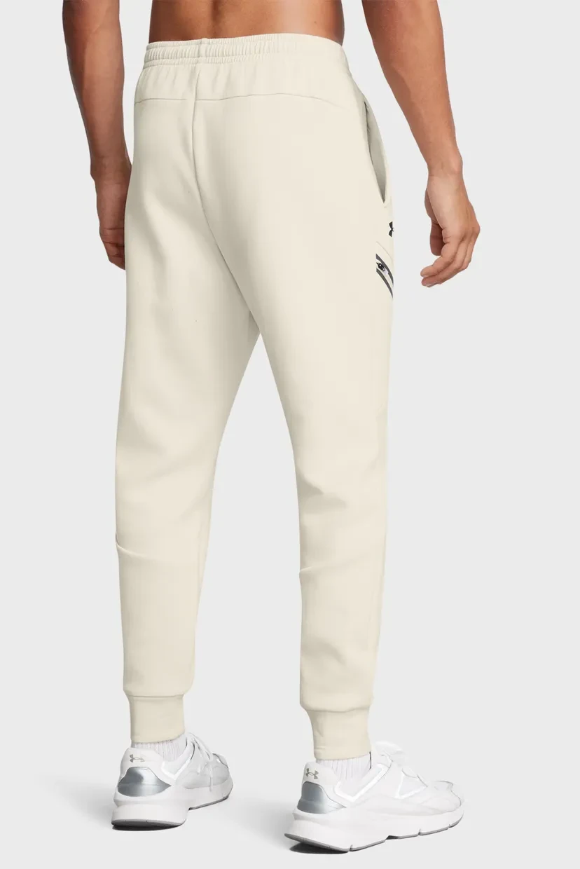 Спортивні штани UA Unstoppable Flc Jgr EU 1389353-110 Under Armour L Бежевий — фото 4