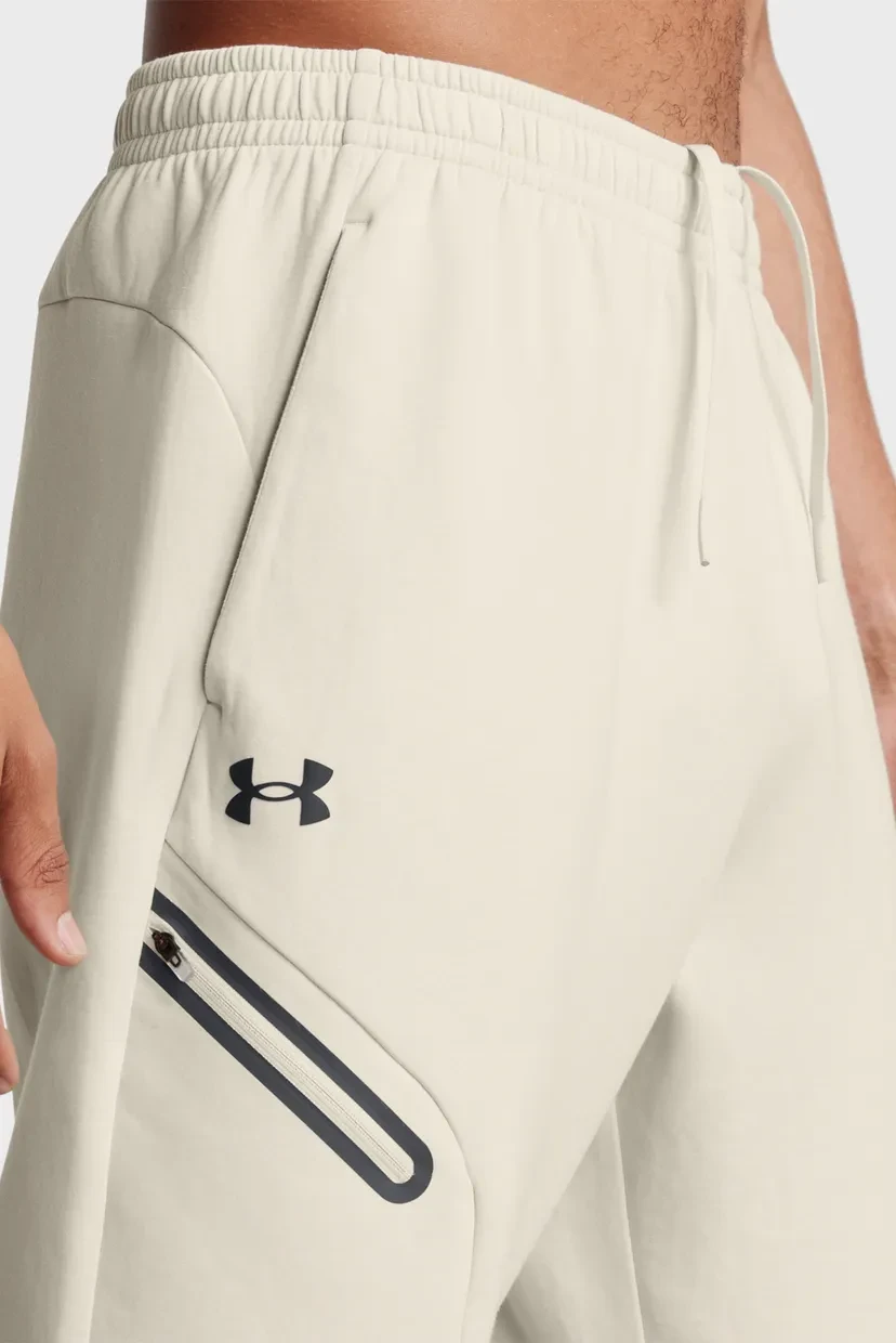 Спортивні штани UA Unstoppable Flc Jgr EU 1389353-110 Under Armour L Бежевий — фото 5