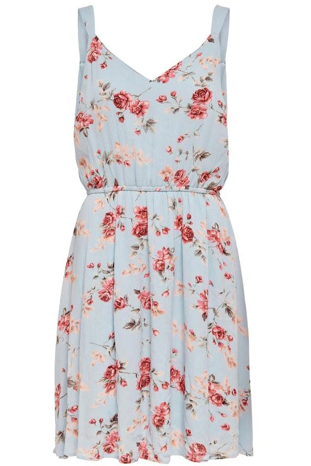 Сукня ONLKARMEN S/L SHORT DRESS AOP WVN NOOS 15157655 Cashmere Blue-ROSE FLOWERS ONLY 34 Блакитний — фото 5
