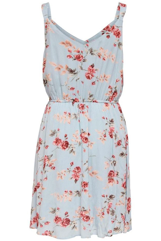Сукня ONLKARMEN S/L SHORT DRESS AOP WVN NOOS 15157655 Cashmere Blue-ROSE FLOWERS ONLY 34 Блакитний — фото 6