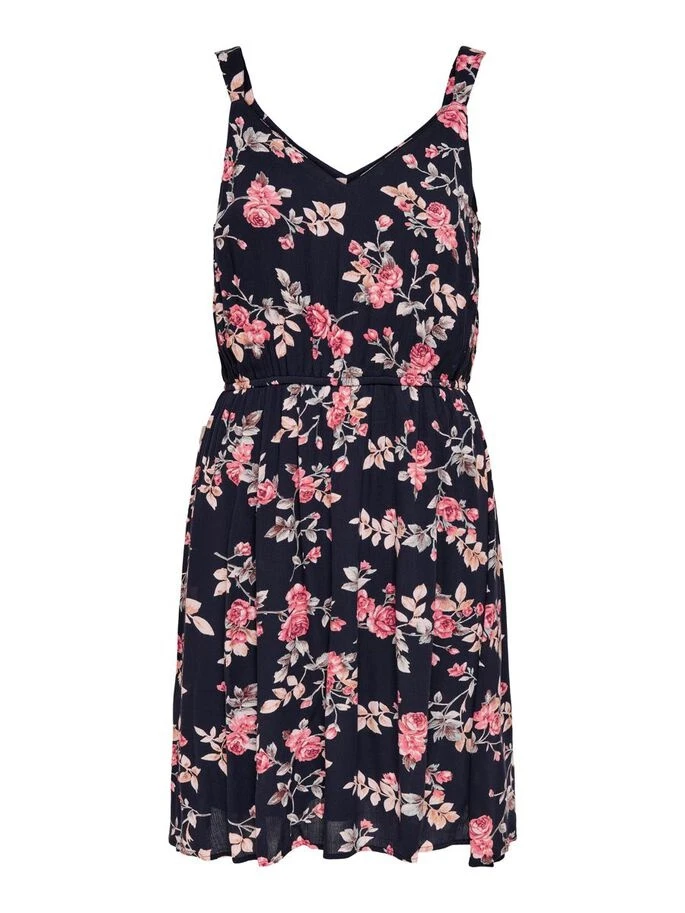 Сукня ONLKARMEN S/L SHORT DRESS AOP WVN NOOS 15157655 Night Sky-ROSE FLOWERS ONLY 34 Темно-синій — фото 6