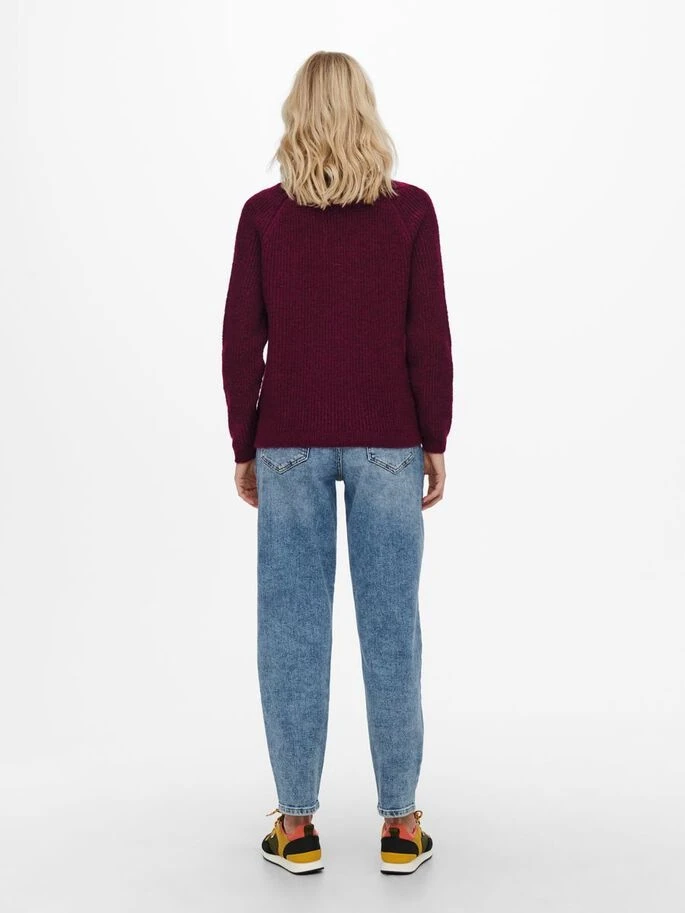 Пуловер ONLJADE L/S PULLOVER KNT NOOS 15179813-Merlot ONLY L Бордовий — фото 4
