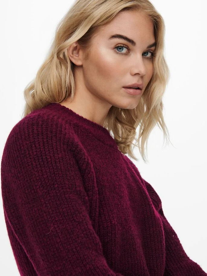 Пуловер ONLJADE L/S PULLOVER KNT NOOS 15179813-Merlot ONLY L Бордовий — фото 5
