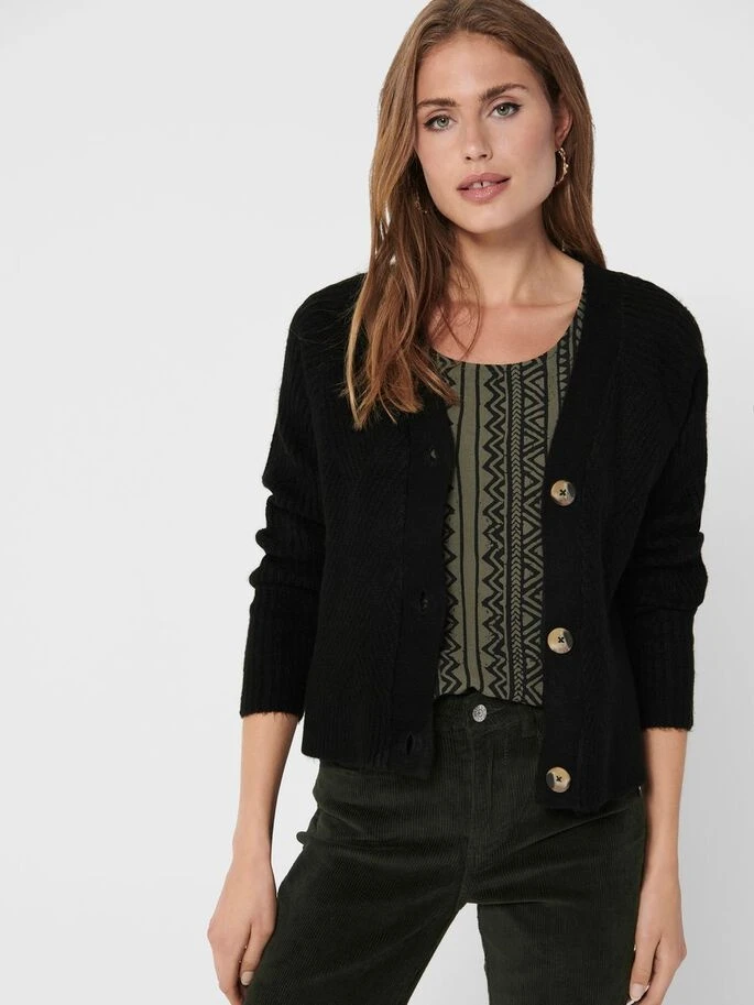 Кардиган ONLCAROL L/S CARDIGAN KNT NOOS 15196734-Black ONLY L Чорний — фото 4
