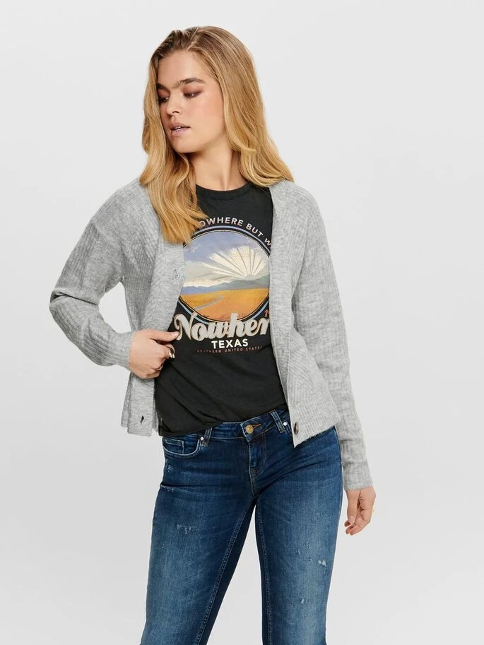 Кардиган ONLCAROL L/S CARDIGAN KNT NOOS 15196734-Light Grey Melange ONLY L Сірий — фото 2