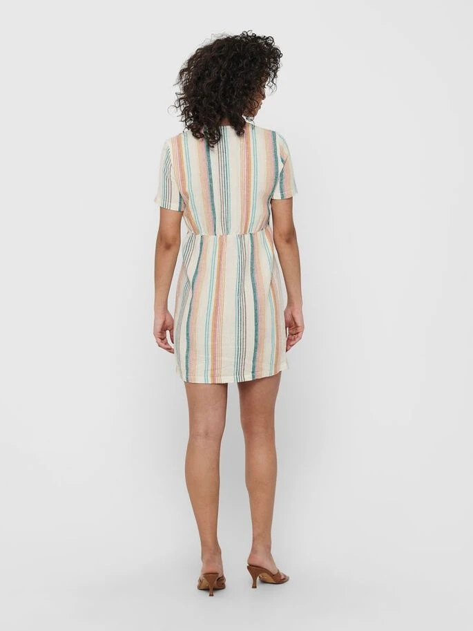 Сукня ONLVIVA-OHIO S/S BUTTON STRIPE DRESS PNT 15226232 Cloud Dancer ONLY L Білий — фото 5