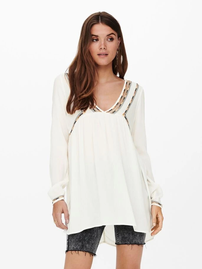 Туніка ONLMYNTE L/S TUNIC WVN 15226378 Cloud Dancer ONLY L Білий — фото 3