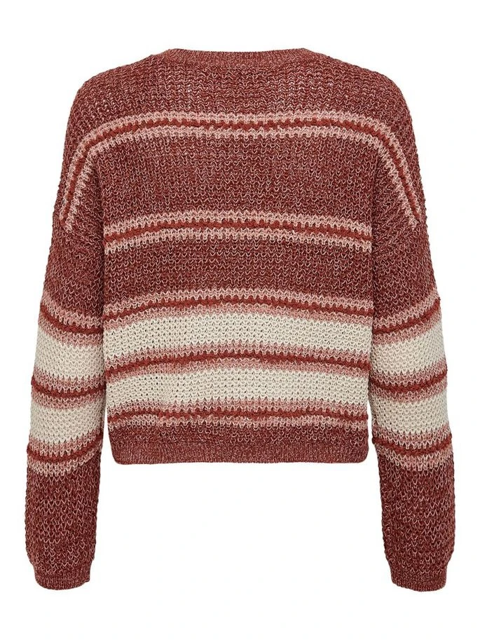 Пуловер ONLINA L/S PULLOVER CC KNT 15229820-Ash Rose-Detail:W. PUMICE STONE / ROATED ONLY L Бордовий — фото 4