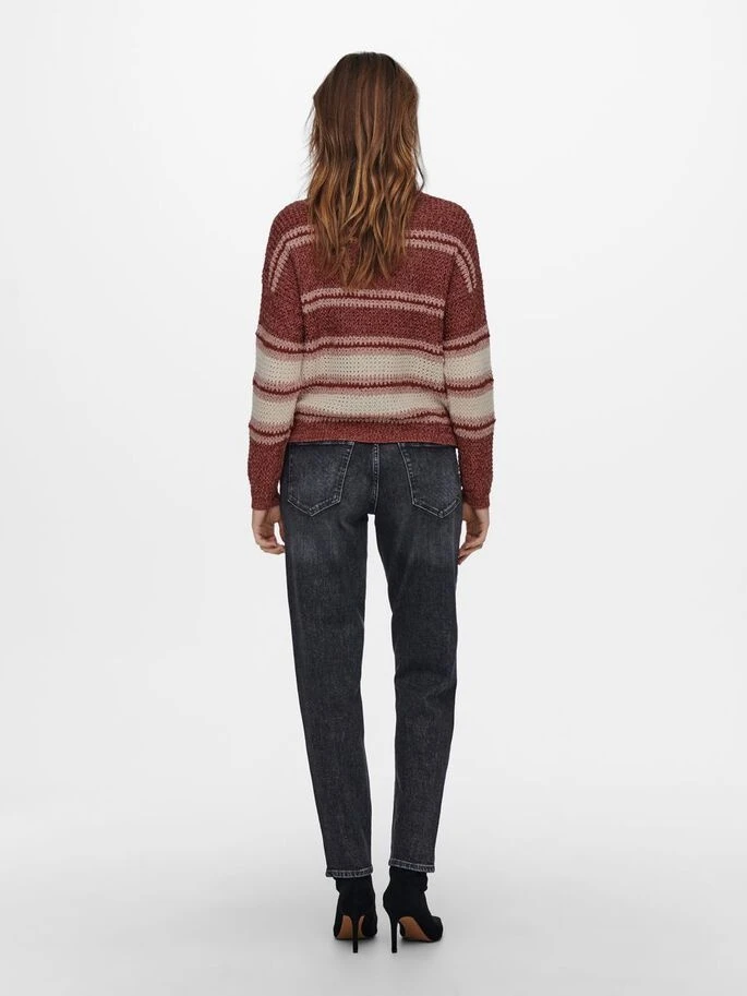 Пуловер ONLINA L/S PULLOVER CC KNT 15229820-Ash Rose-Detail:W. PUMICE STONE / ROATED ONLY L Бордовий — фото 6