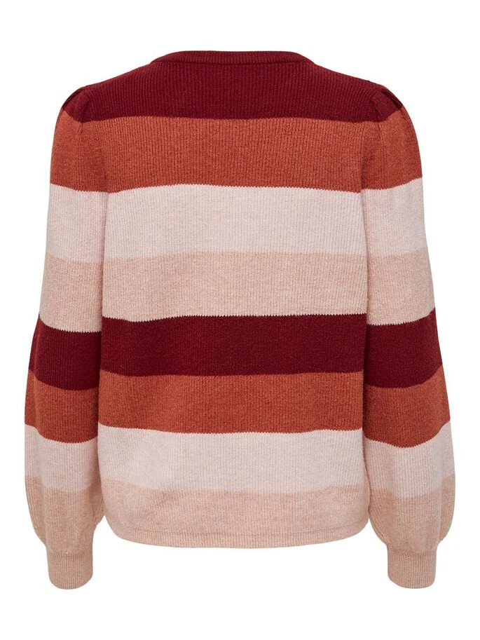 Пуловер ONLKATIA L/S STRIPE PULLOVER CC KNT 15231260-Merlot-Stripes:W. SEPIA ROSE/ROSE SMOKE M ONLY S Червоний — фото 4