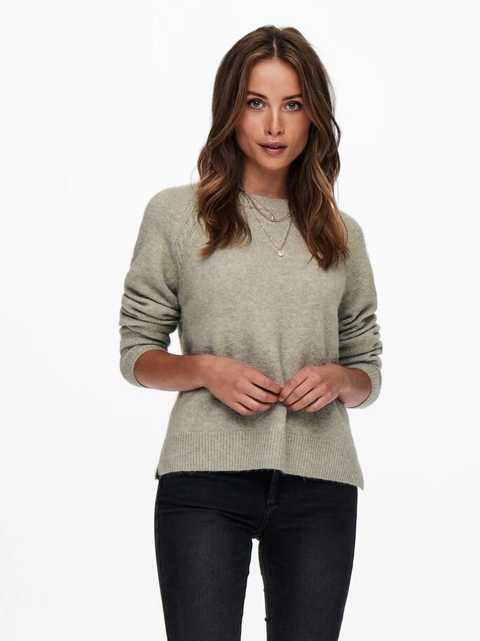 Пуловер ONLGABI LIFE L/S O-NECK PULLOVER CC KNT 15231424-Kalamata-Detail:W. MELANGE ONLY M Сірий — фото 3