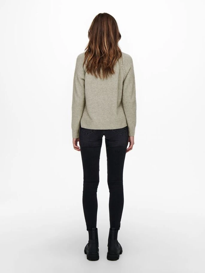 Пуловер ONLGABI LIFE L/S O-NECK PULLOVER CC KNT 15231424-Kalamata-Detail:W. MELANGE ONLY M Сірий — фото 4
