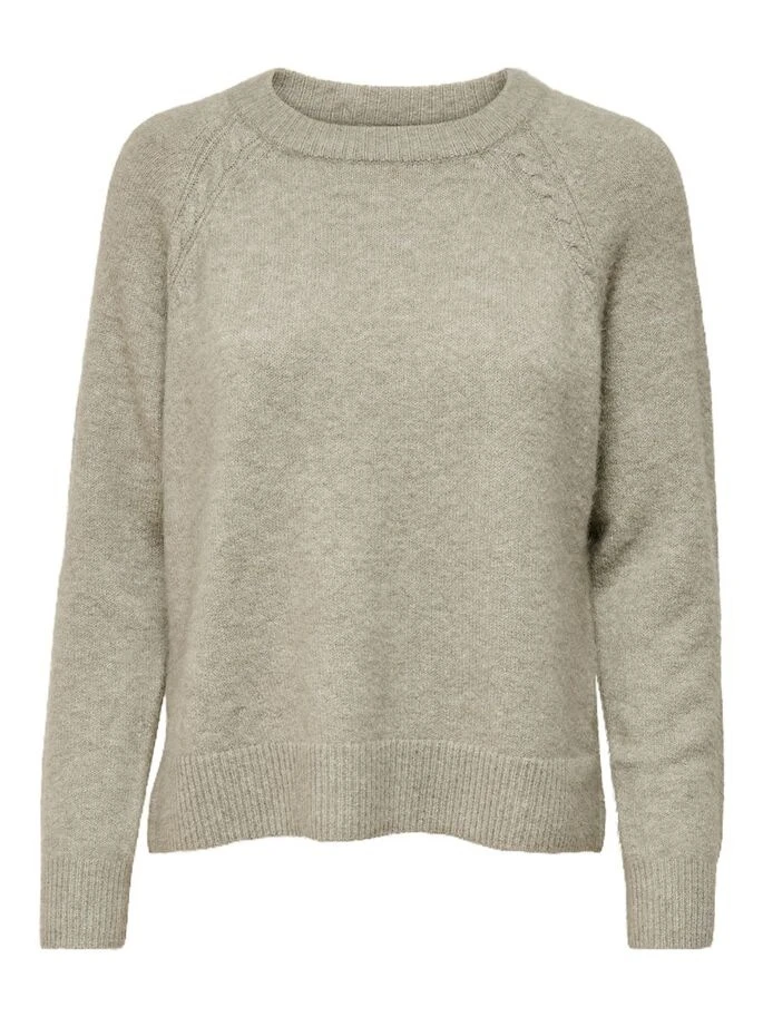 Пуловер ONLGABI LIFE L/S O-NECK PULLOVER CC KNT 15231424-Kalamata-Detail:W. MELANGE ONLY M Сірий — фото 6