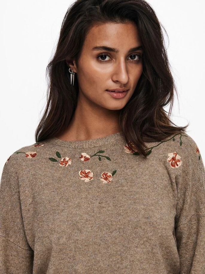 Пуловер ONLFIE LIFE L/S PULLOVER CC KNT 15232538-Camel ONLY L Бежевий — фото 5