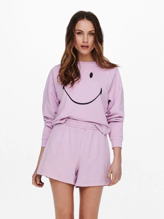 Толстовка ONLSMILEY LIFE L/S SWT 15232823 Orchid Bloom-SMILEY ONLY L Бузковий — фото 3