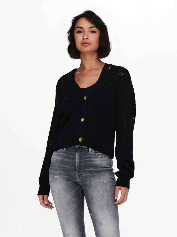 Кардиган ONLNOLA 3/4 CARDIGAN KNT 15233174-Black ONLY L Чорний — фото 2