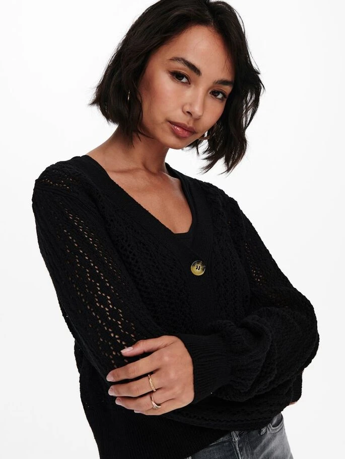 Кардиган ONLNOLA 3/4 CARDIGAN KNT 15233174-Black ONLY L Чорний — фото 3