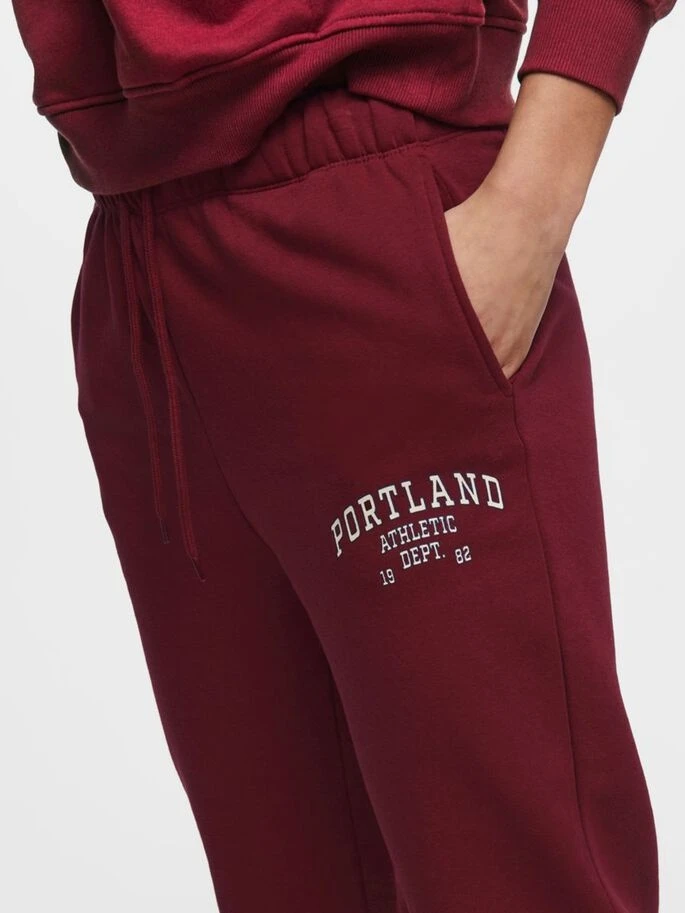 Штани ONLCOLLEGE LIFE PANTS SWT 15235557-Cabernet-Print: PORTLAND ONLY M Бордовий — фото 4