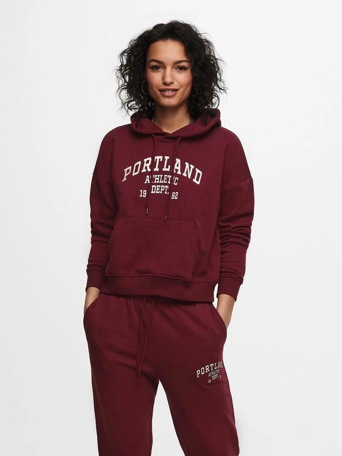 Худі ONLCOLLEGE LIFE L/S HOOD SWT 15235558 Cabernet ONLY XL Бордовий — фото 2