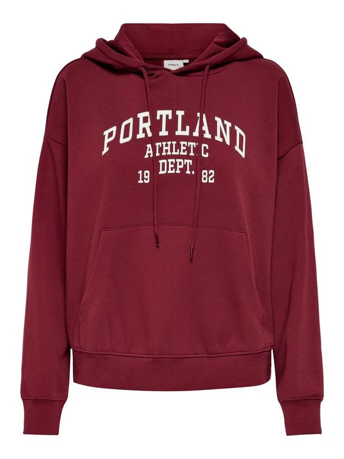 Худі ONLCOLLEGE LIFE L/S HOOD SWT 15235558 Cabernet ONLY XL Бордовий — фото 4