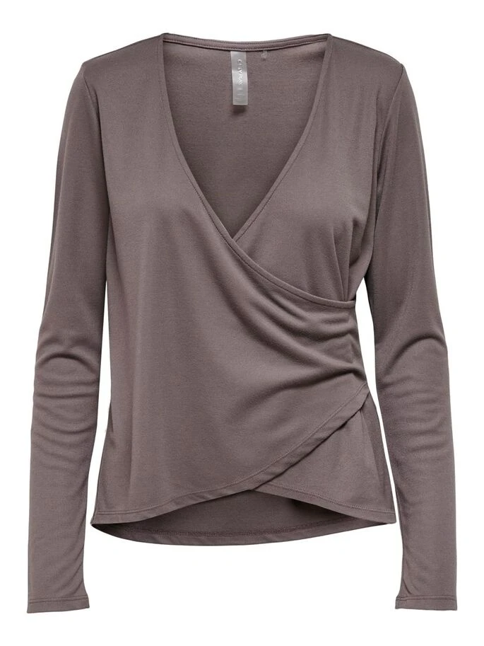 Топ із запахом ONPNORI LS WRAP TOP 15236598-Sparrow Only Play L Темно-коричневий — фото 3
