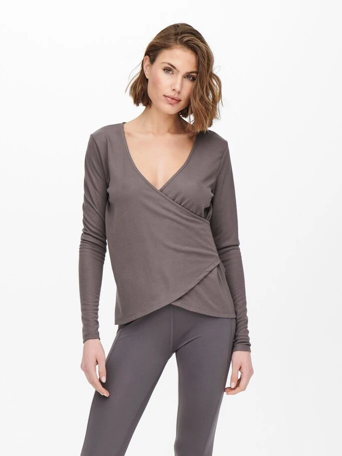 Топ із запахом ONPNORI LS WRAP TOP 15236598-Sparrow Only Play L Темно-коричневий — фото 5