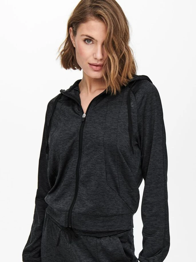 Толстовка ONPNASHA LS HOOD ZIP BRUSH SWEAT 15236667-Black Melange Only Play XS Чорний — фото 5